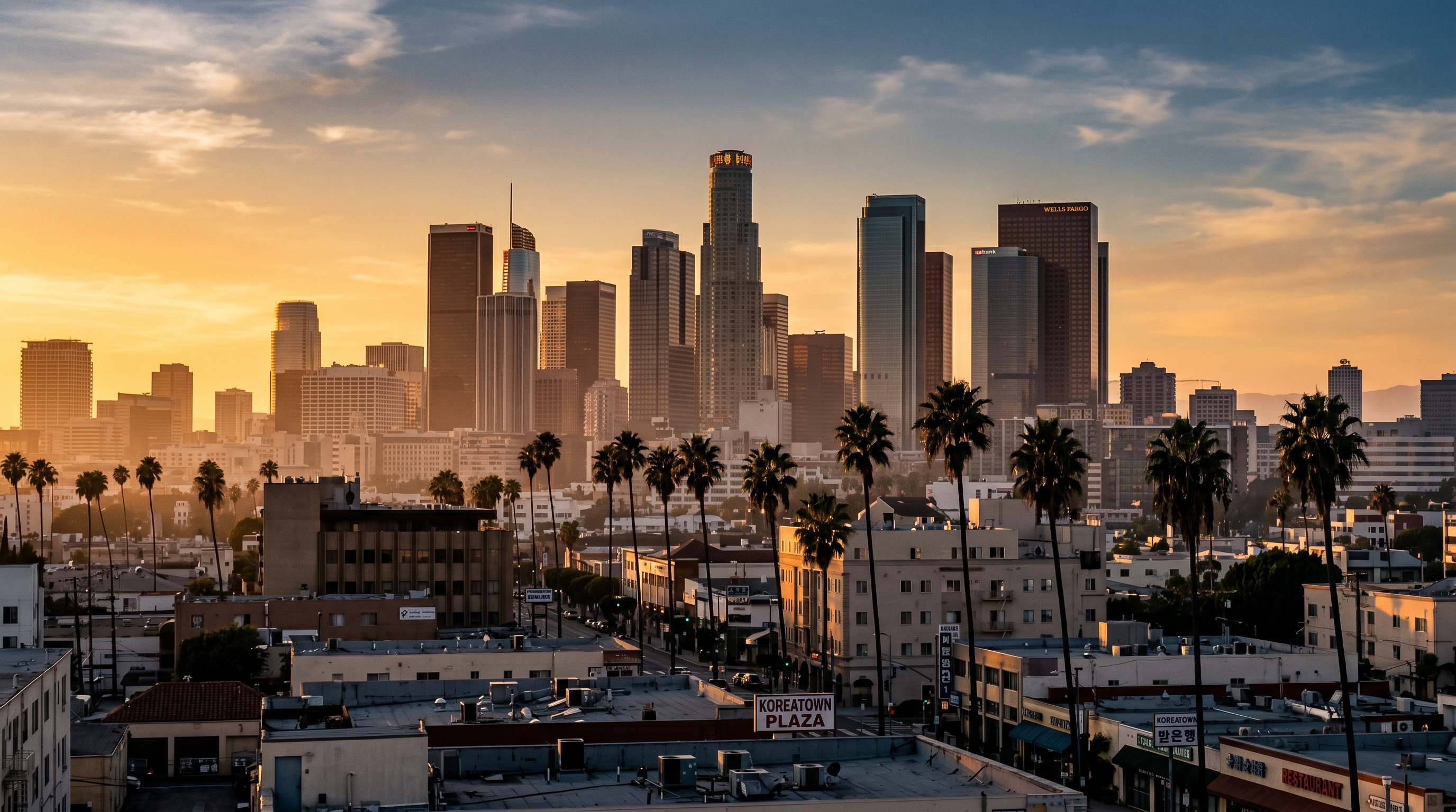 Downtown Los Angeles view from Koreatown