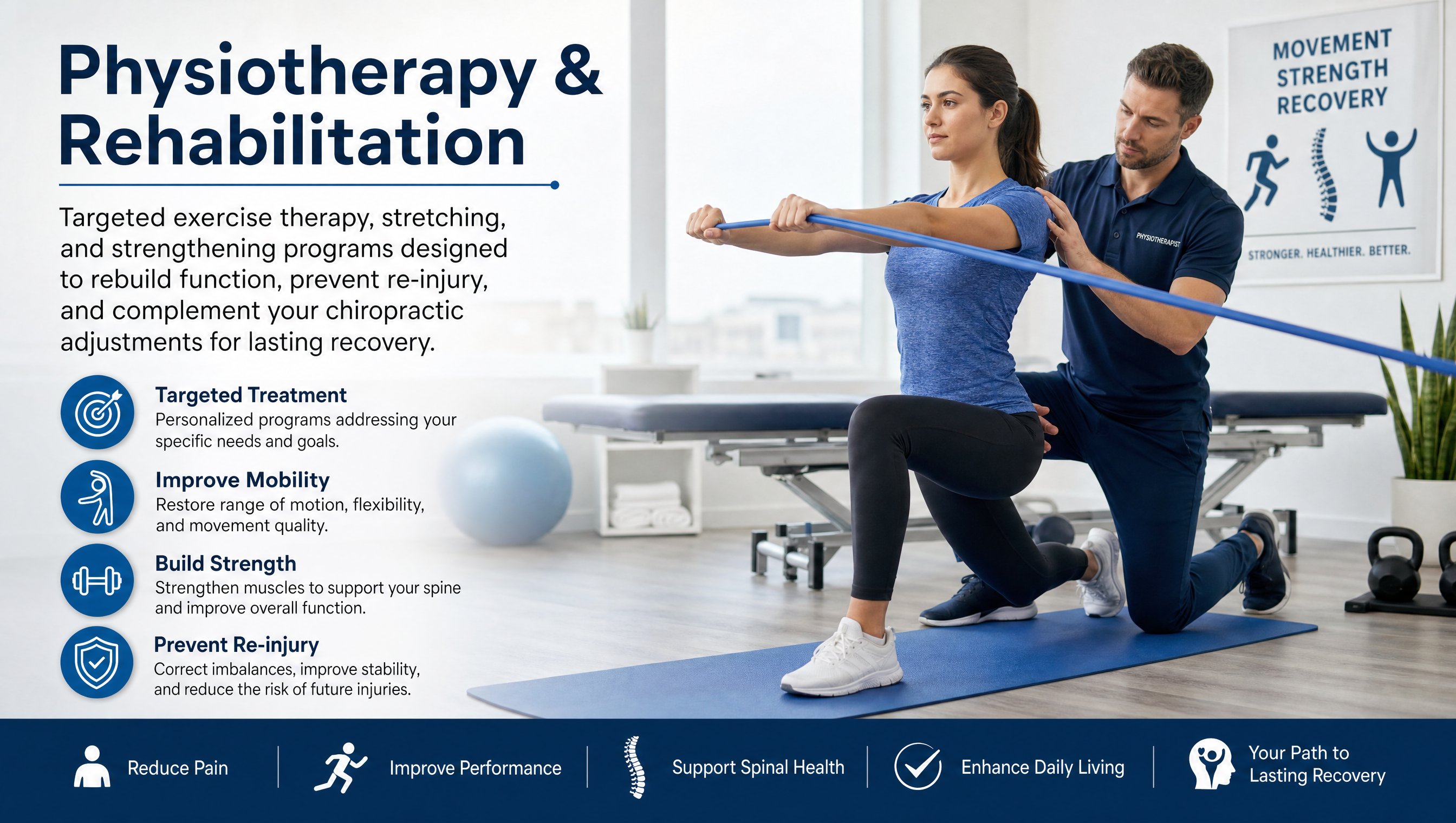 Physiotherapy & Rehabilitation at Wilshire Center Chiropractic — Targeted Treatment, Improve Mobility, Build Strength, Prevent Re-injury